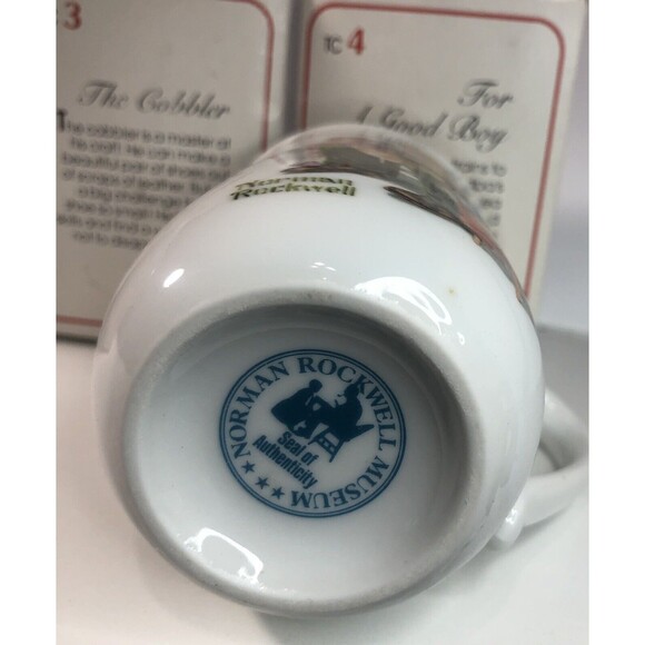 1982 Norman Rockwell 4pc Set Collector's Set -Gold Trim Coffee Mugs-New In Box - Picture 4 of 4